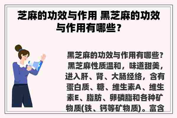 芝麻的功效与作用 黑芝麻的功效与作用有哪些？